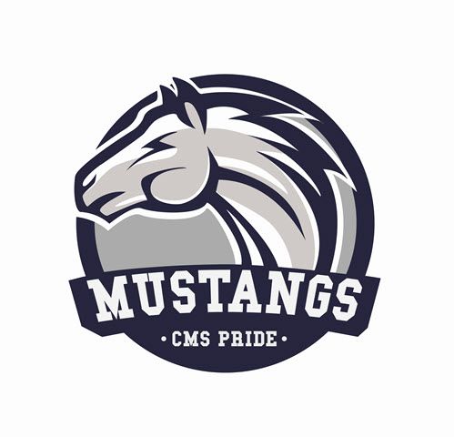 Logo with a horse's head and the word "Mustangs".
